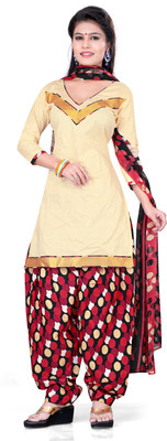 

Jiya Cotton Self Design Salwar Suit Dupatta Material(Un-stitched), Beige;multicolor;red