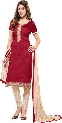 

Khushali Silk Self Design, Embroidered Salwar Suit Dupatta Material(Un-stitched), Beige;red