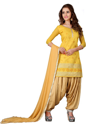 

BanoRani Chanderi Embroidered Salwar Suit Dupatta Material(Un-stitched), Yellow