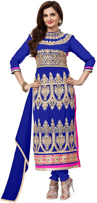 

Khushali Georgette Embroidered Dress/Top Material(Un-stitched), Blue