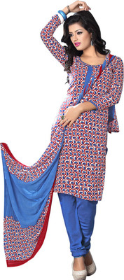 

Parishi Fashion Crepe Printed Salwar Suit Dupatta Material(Un-stitched), White
