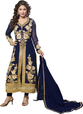 

Jiya Georgette Self Design, Embroidered, Embellished Salwar Suit Dupatta Material(Un-stitched), Blue