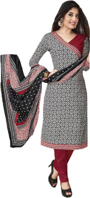 

Party Wear Dresses Cotton Printed Semi-stitched Salwar Suit Dupatta Material, Black