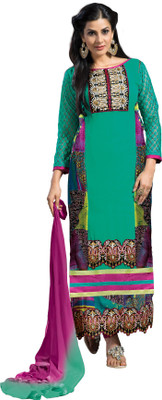 

Trendz Apparels Georgette Embroidered Dress/Top Material(Un-stitched), Green