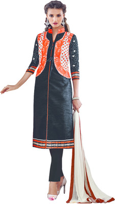 

Jiya Silk Self Design, Embroidered Salwar Suit Dupatta Material(Un-stitched), Grey;multicolor