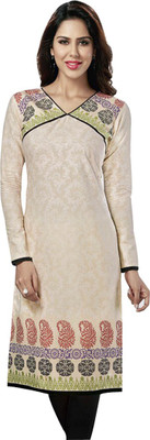 

Indian Wear Online Cotton Printed Kurti Fabric(Un-stitched), Beige