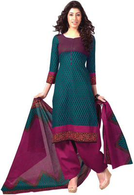 

Javuli Cotton Printed Dress/Top Material(Un-stitched), Green;purple