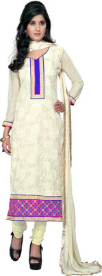 

Trendz Apparels Synthetic Georgette Embroidered Salwar Suit Dupatta Material(Un-stitched), Pure white