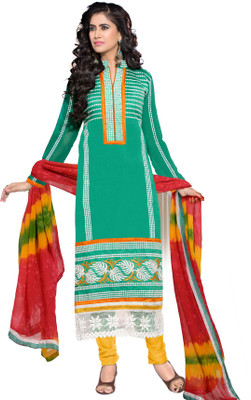 

Trendz Apparels Chanderi Embroidered Dress/Top Material(Un-stitched), Green