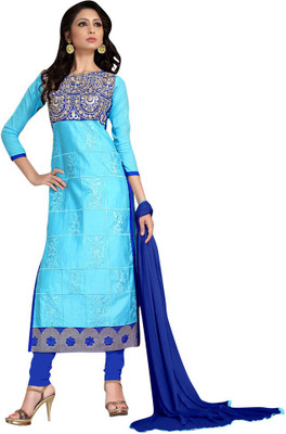 

Trendz Apparels Cotton Embroidered Salwar Suit Dupatta Material(Un-stitched), Light blue