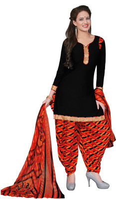 

Pshopee Synthetic Printed Salwar Suit Dupatta Material(Un-stitched), Black