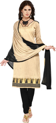 

Jiya Silk Self Design, Embroidered Salwar Suit Dupatta Material(Un-stitched), Beige;black