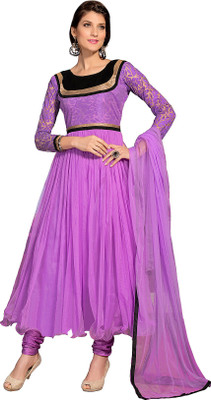 

Khushali Net Self Design Salwar Suit Dupatta Material(Un-stitched), Black;purple