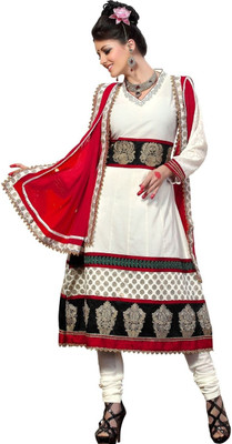

Cenizas Cotton Self Design Semi-stitched Salwar Suit Dupatta Material, White