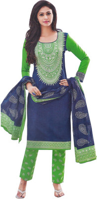 

Indian Wear Online Cotton Printed Salwar Suit Dupatta Material(Un-stitched), Blue