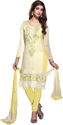 

Jiya Chiffon Self Design, Embroidered Salwar Suit Dupatta Material(Un-stitched), Beige;yellow