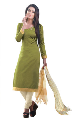 

Jiya Silk Self Design Salwar Suit Dupatta Material(Un-stitched), Beige;light green