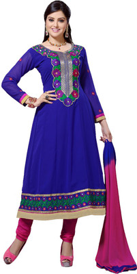 

Jiya Georgette Self Design, Embroidered Salwar Suit Dupatta Material(Un-stitched), Blue;pink