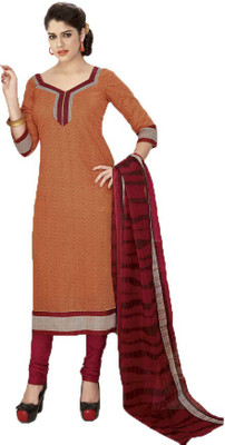 

Indian Wear Online Cotton Printed Salwar Suit Dupatta Material(Un-stitched), Orange