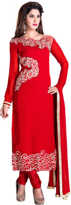 

Morli Georgette Self Design Salwar Suit Dupatta Material(Un-stitched), Red
