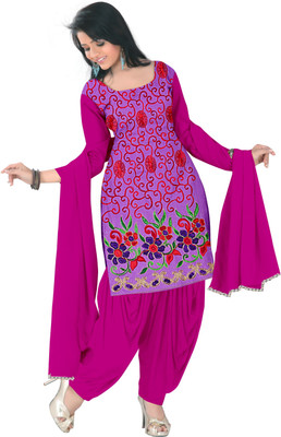 

Indian Wear Online Cotton Embroidered Salwar Suit Dupatta Material(Un-stitched), Purple