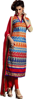 

Lizafab Georgette Embroidered Semi-stitched Salwar Suit Dupatta Material, Multicolor