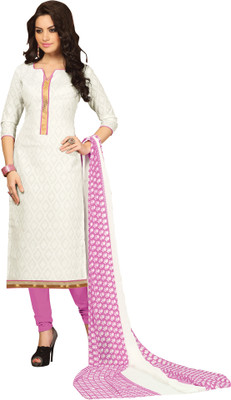 

Khushali Cotton Self Design, Printed Salwar Suit Dupatta Material(Un-stitched), Pink;white