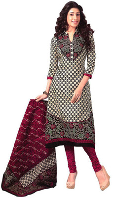 

Chatri Fashions Cotton Printed Semi-stitched Salwar Suit Dupatta Material, Beige;maroon