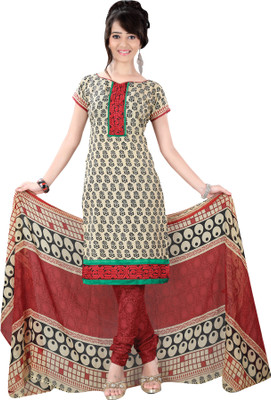 

Trendz Apparels Cotton Printed Dress/Top Material(Un-stitched), Beige