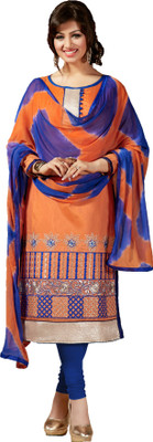 

Ewows Chanderi Embroidered Salwar Suit Dupatta Material(Un-stitched), Orange