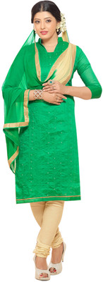 

Jiya Chanderi Self Design, Embroidered, Embellished Salwar Suit Dupatta Material(Un-stitched), Beige;green