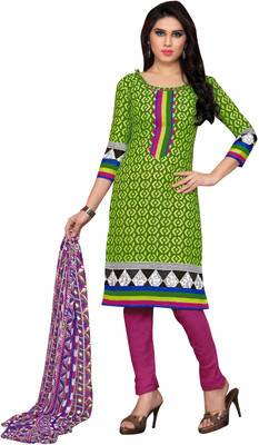 

Jiya Cotton Self Design, Printed Salwar Suit Dupatta Material(Un-stitched), Light green;pink