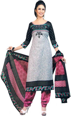 

Javuli Cotton Printed Dress/Top Material(Un-stitched), White
