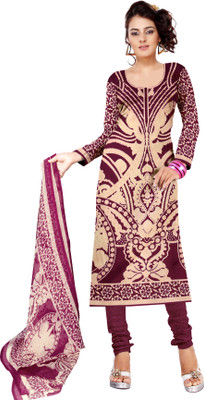 

Jiya Cotton Self Design, Printed Salwar Suit Dupatta Material(Un-stitched), Beige;maroon