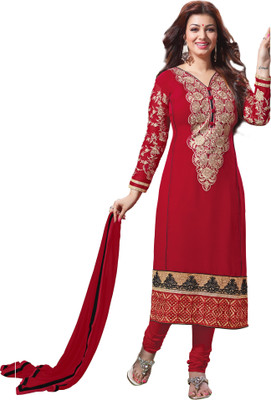 

Jiya Georgette Self Design, Embroidered Salwar Suit Dupatta Material(Un-stitched), Red