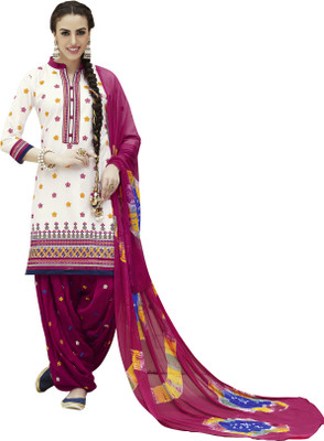 

Jiya Cotton Self Design, Embroidered Salwar Suit Dupatta Material(Un-stitched), Pink;white