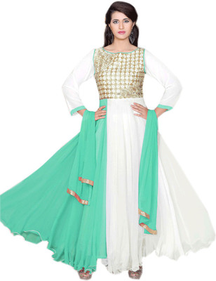 

V And V Shop Georgette Self Design Salwar Suit Dupatta Material(Un-stitched), Aqua green