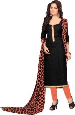 

Jiya Cotton Self Design Salwar Suit Dupatta Material(Un-stitched), Black;pink