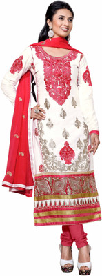 

Jiya Cotton Self Design Dress/Top Material(Un-stitched), White