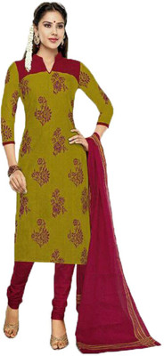 

Indian Wear Online Cotton Printed Salwar Suit Dupatta Material(Un-stitched), Yellow