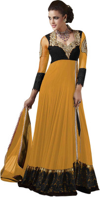 

Viha Georgette Embroidered Semi-stitched Salwar Suit Dupatta Material, Yellow