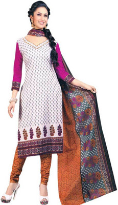 

Javuli Cotton Printed Dress/Top Material(Un-stitched), White