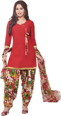 

Pshopee Synthetic Printed Salwar Suit Dupatta Material(Un-stitched), Red