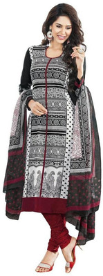 

Fashion Valley Cotton Printed Salwar Suit Dupatta Material(Un-stitched), Black
