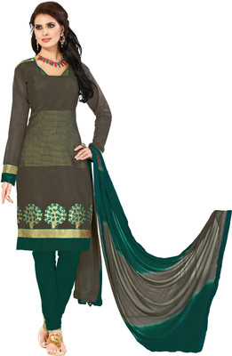 

Jiya Silk Self Design, Embroidered Salwar Suit Dupatta Material(Un-stitched), Brown;green;grey