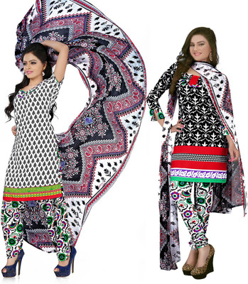 

Jiya Crepe Self Design, Printed Salwar Suit Dupatta Material(Un-stitched), Black;multicolor;white