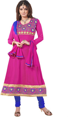 

Jiya Georgette Self Design, Embroidered Salwar Suit Dupatta Material(Un-stitched), Blue;pink