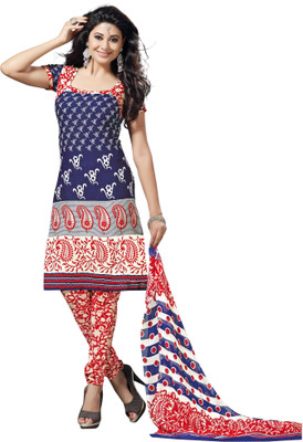

Trendz Apparels Cotton Printed Dress/Top Material(Un-stitched), Blue