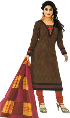 

Javuli Cotton Printed Salwar Suit Dupatta Material(Un-stitched), Brown