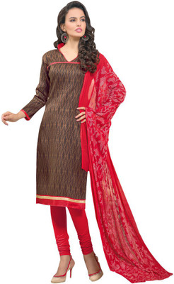

Viva N Diva Silk Embroidered Salwar Suit Dupatta Material(Un-stitched), Brown